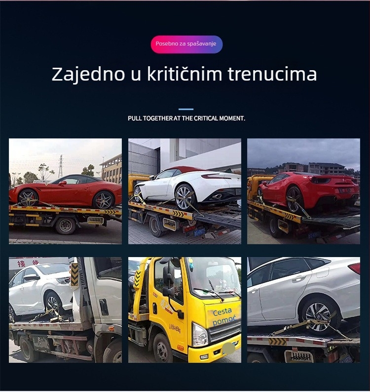 Pribor za vuču vozila: posebna poprečna traka za pričvršivanje, visoko kvalitetan poliester, nosivost 5 tona, model: posebna traka za vuču, namjena: poprečna traka za vuču prikolice