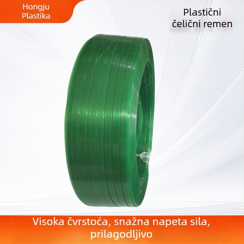 Teška PET čelično-plastična traka za pakiranje, debljina 0,8 mm, nosivost pri rastezanju 600 kg, masa rolne 20 kg