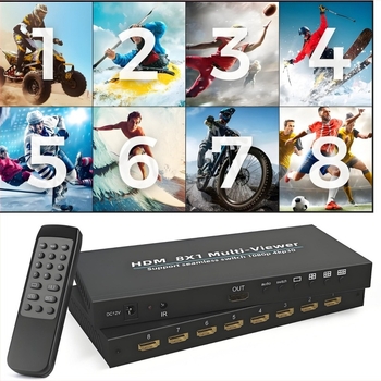 HDMI 8x1 razdjelnik za osam zaslona, NK-818, 1080P/4K30, HDMI ulaz/izlaz, napajanje 12V1A, 12W, za sigurnosno praćenje