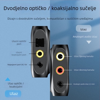 Unnlink 1272 Digitalni optičko/koaksijalno/Bluetooth na analognu 3,5 mm pretvarač