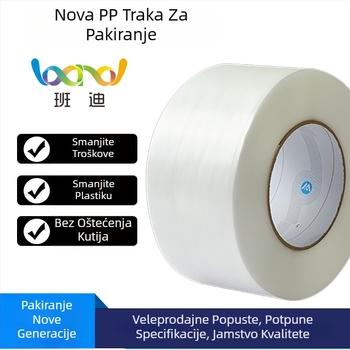 Strojna traka za pakiranje, visoke čvrstoće; napetost 95 kg, težina 7,5 kg, za pakiranje kartona
