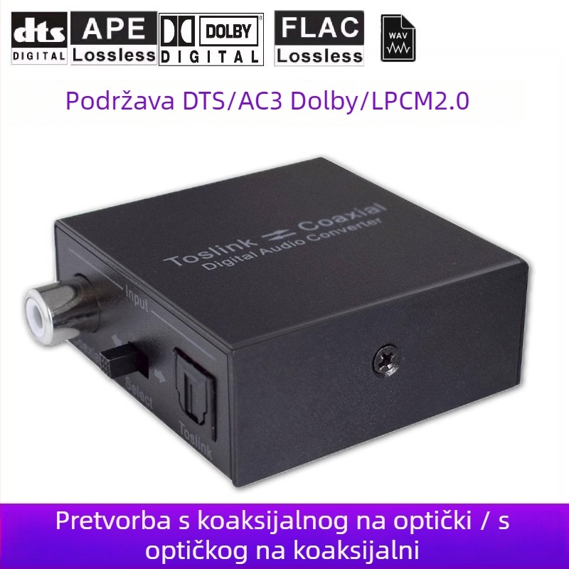 Oxygen GV-A001 koaksijalno–optički audio pretvarač — SPDIF digitalni AC3/Dolby/DTS podrška, kompatibilan sa svim sustavima, 1 godina jamstva