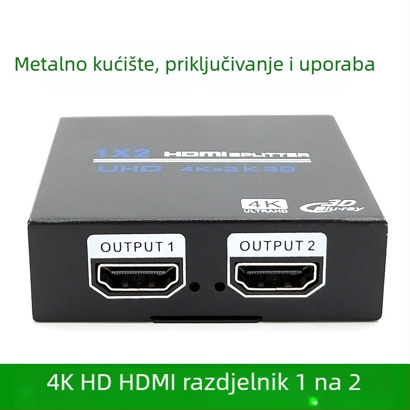 HDMI splitter 1x2, prijenos 20 m, propusnost 480 Mbps, napajanje 5V1A (model OZF4)