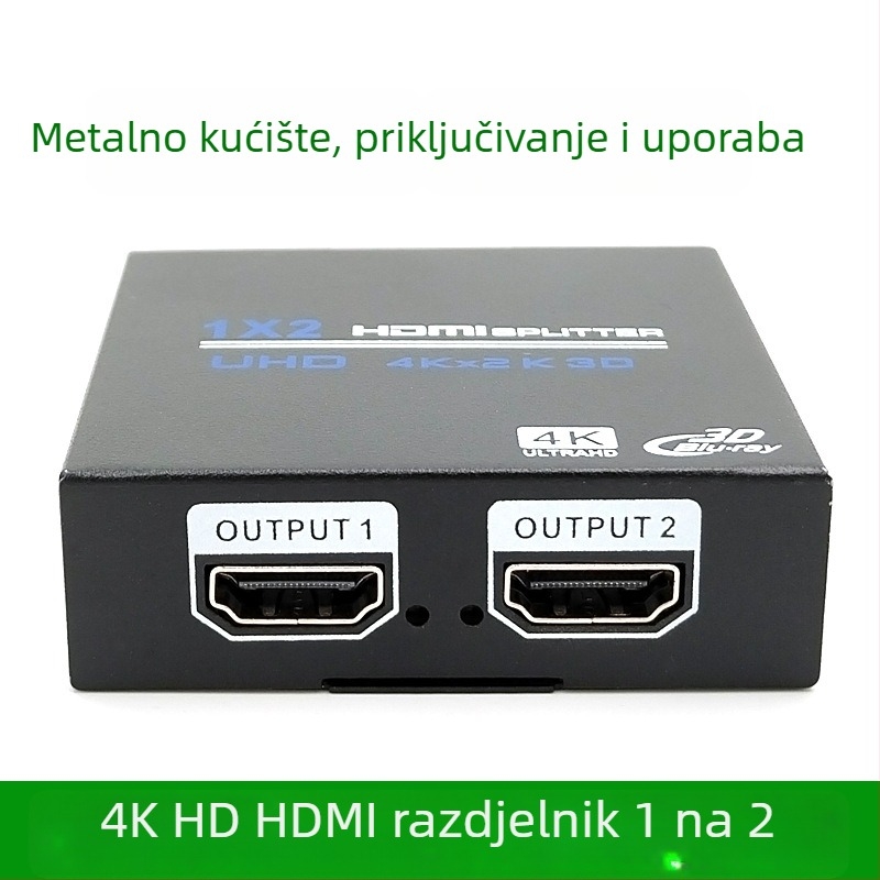 HDMI splitter 1x2, prijenos 20 m, propusnost 480 Mbps, napajanje 5V1A (model OZF4)