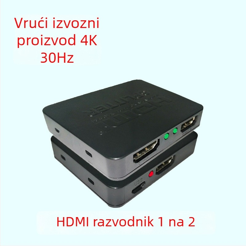 HDMI 1x2 splitter i prekidač za 1080p prikaz, ulaz 1, izlaz 2