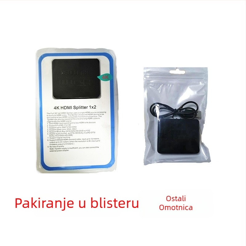 HDMI 1x2 splitter i prekidač za 1080p prikaz, ulaz 1, izlaz 2