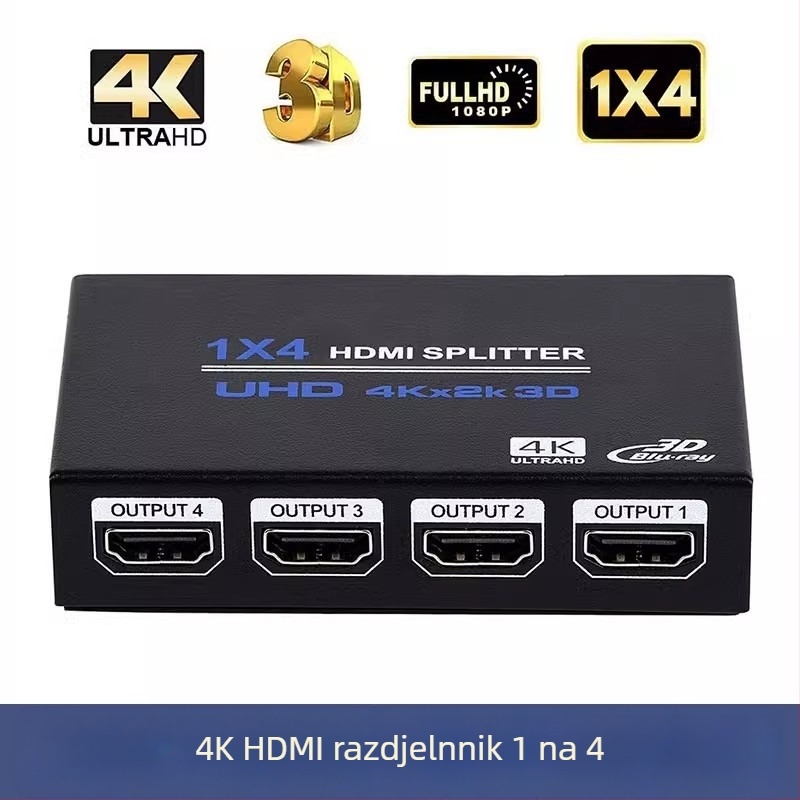 HDMI splitter 1x4, 4K UHD, podrška 3D, propusnost 2,5 Gbps, Oright OZF4