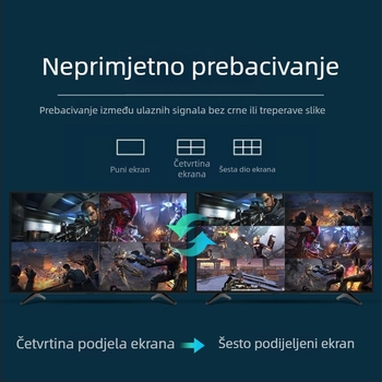 HDMI prekidač 6 u 1 izlaz, podrška 4K/1080p, univerzalna kompatibilnost, duljina kabla 5 m