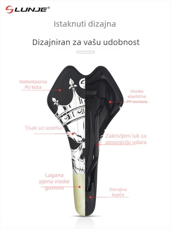 Sjedalo za bicikl Lunje ZD01 PU koža, za obične bicikle