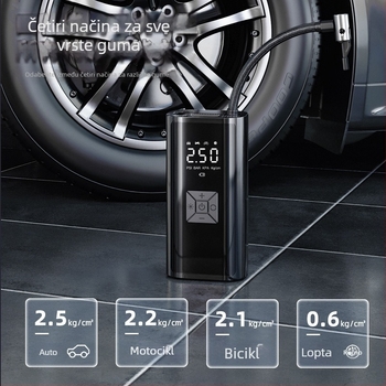 Električni prijenosni kompresor za zrak u automobilu s digitalnim zaslonom, 12V, 120W, 35 L/min, bežični