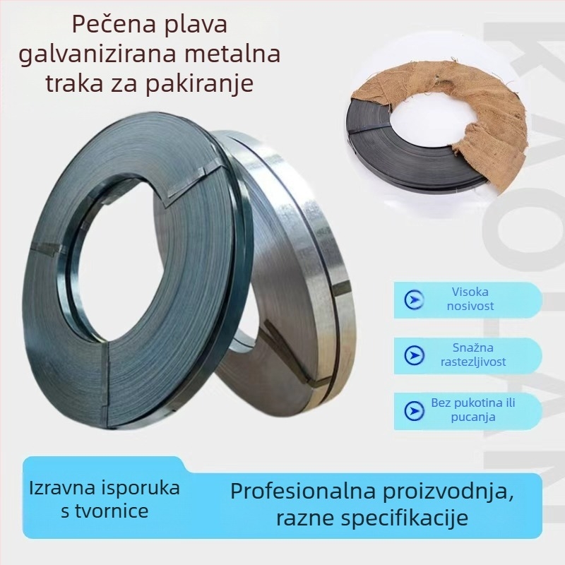 Čelična traka za pakiranje, standardna kvaliteta, vučna čvrstoća 60 MPa, težina 0,8 kg, broj artikla 02, za teške pakiranje