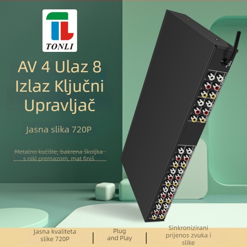 AV distribucijski prekidač 4x8, 4 ulaza, 8 izlaza, širina propusnosti 200M, domet prijenosa 100 m, napajanje 220V 50Hz