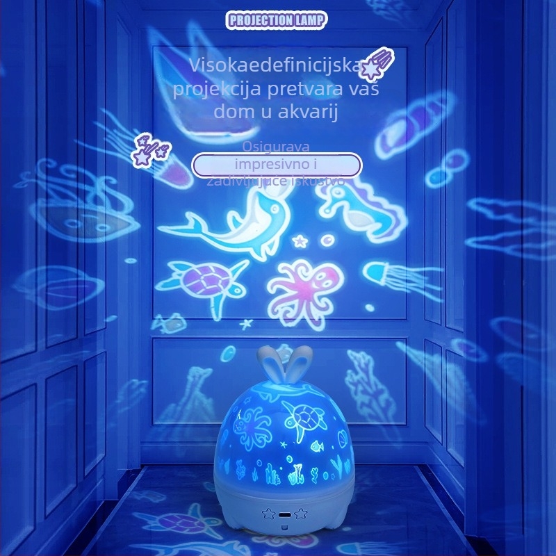 Projektor zvjezdajanog neba sa glazbenom kutijom — dječja noćna lampica, napajanje USB ili baterije, zvučna funkcija, bez pametne kontrole