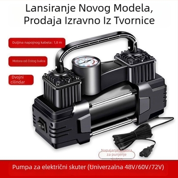 Električna pumpa za vozila, dvostruki cilindar, 220W, 12V, punjiva, digitalni displej