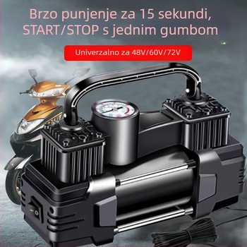 Električna pumpa za vozila, dvostruki cilindar, 220W, 12V, punjiva, digitalni displej