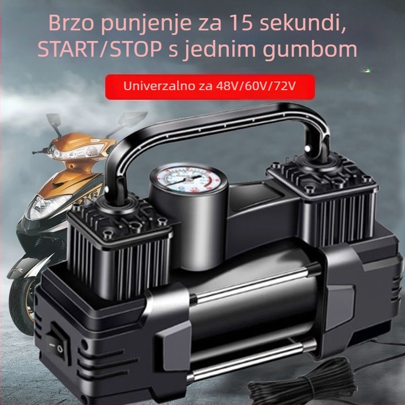 Električna pumpa za vozila, dvostruki cilindar, 220W, 12V, punjiva, digitalni displej