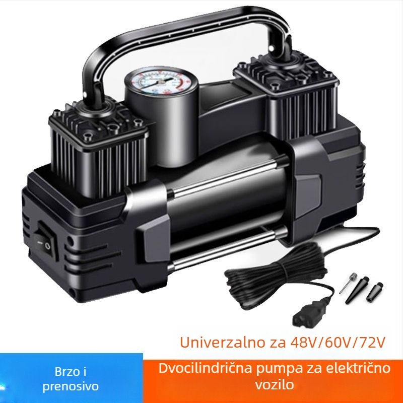 Električna pumpa za vozila, dvostruki cilindar, 220W, 12V, punjiva, digitalni displej