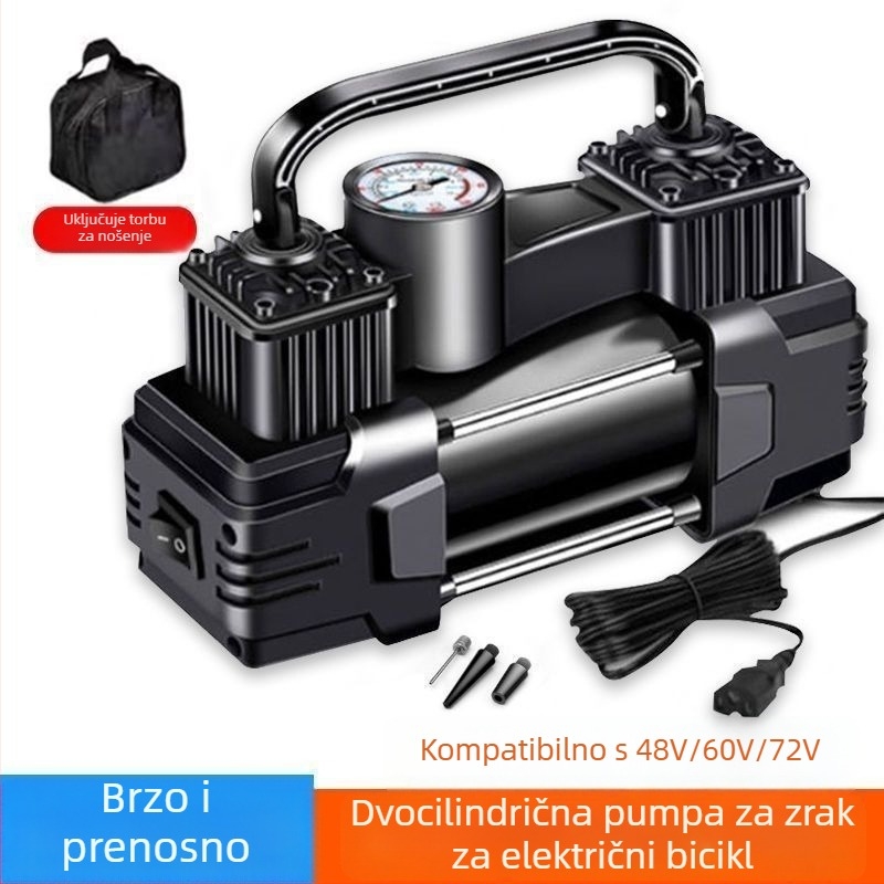 Električna pumpa za vozila, dvostruki cilindar, 220W, 12V, punjiva, digitalni displej