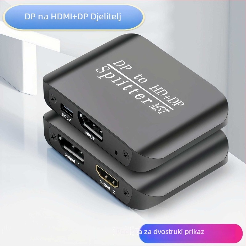 DP ulaz u DP+HDMI MST dvostruki zaslona splitter NK-W60 (10 m, 5 V, 5 W, 45°C)