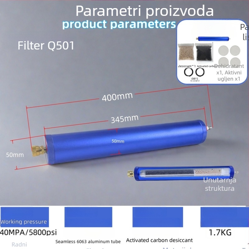 Filter za odvajanje ulja od vode s dvostrukim odjeljivanjem za visokotlačnu pumpu za nadimanje, aluminijsko tijelo, ARKEN