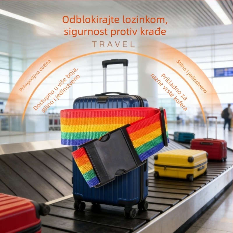 Pojas za jačanje prtljage – platno, zaštita od krađe, prugasti uzorak, marka Peng Yi
