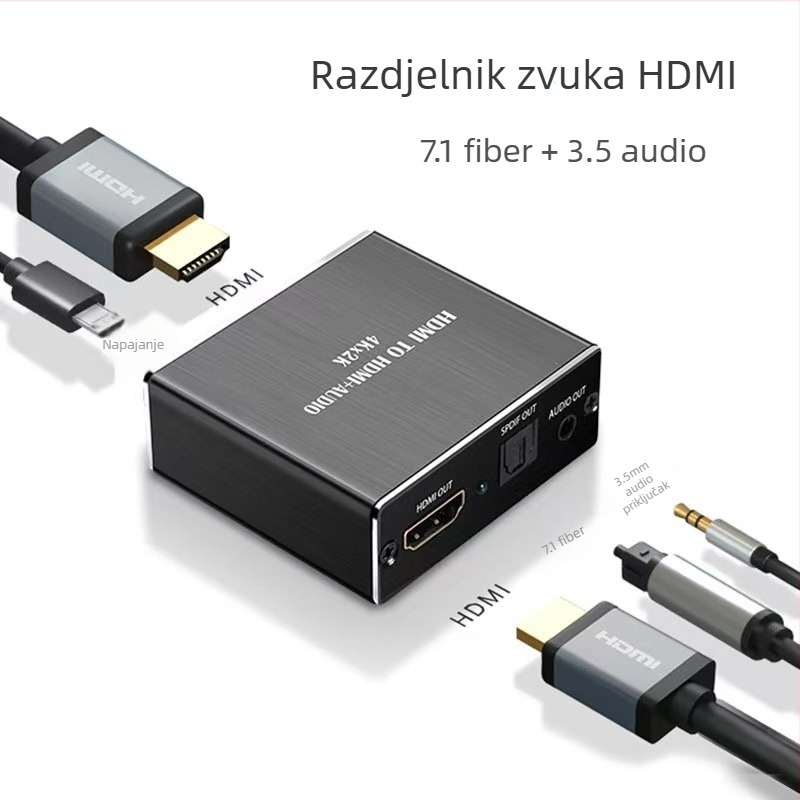 HDMI audio splitter, 4K×2K pri 30 Hz, HDMI na HDMI + 3,5 mm izlaz, model YH-HY20