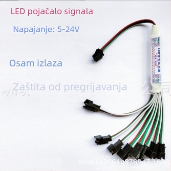 LED TTL pojačivač signala, 8-kanalni, 3P priključak, model LED-TTL-AMP-8, napon 5–24V