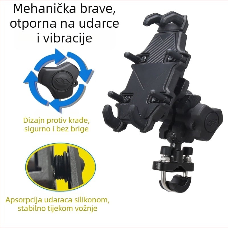 Držač za telefon za bicikl s zaštitom od udara navigacije, plastični, opći stil, prilagodljiv