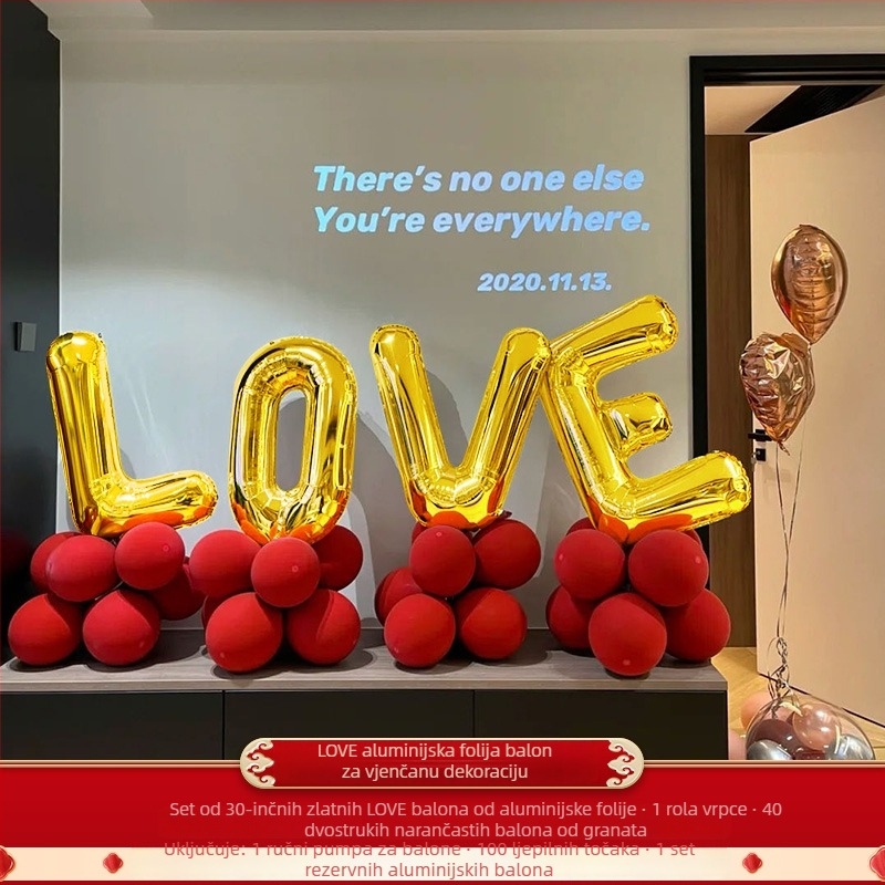 Set balon dekoracija za dnevni boravak s simbolima dvostruke sreće – ukras od svilenih cvjetova, Hongyuan, model F98TJ55JM669HS