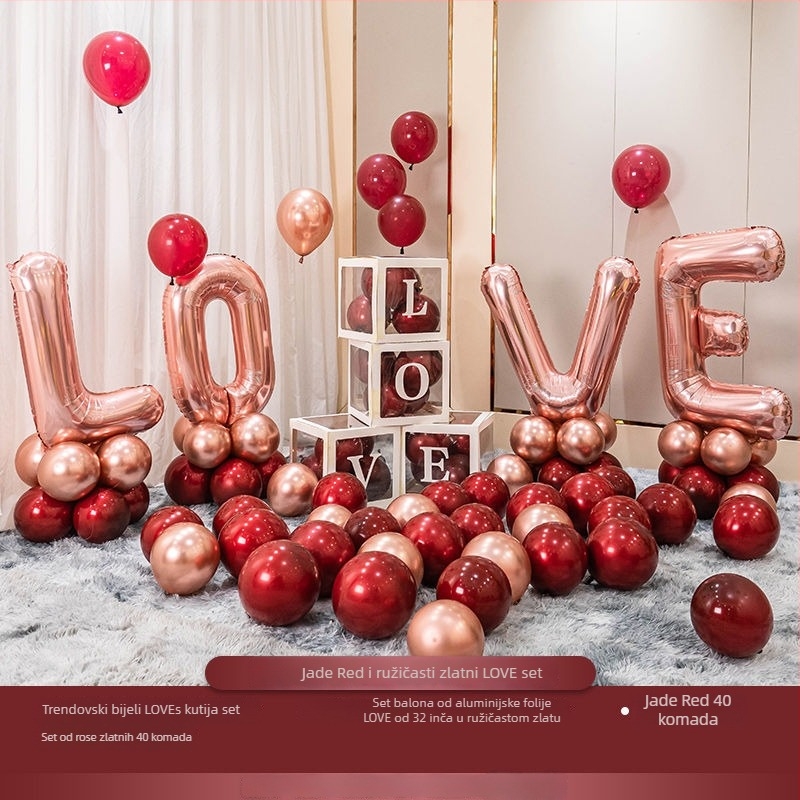 Set balon dekoracija za dnevni boravak s simbolima dvostruke sreće – ukras od svilenih cvjetova, Hongyuan, model F98TJ55JM669HS