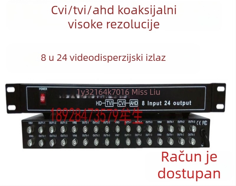 Haodewo TVI/CVI/AHD koaksijalni HD video razdjelnik, konfiguracije 1x3 i 8x24, Haodewo marka, model 1