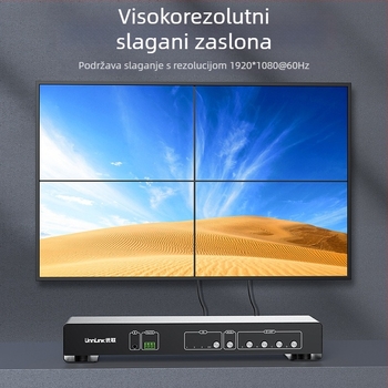 Unnlink 1149 HDMI prekidač s ulazima 3× HDMI + 1× DVI i izlazima 4× HDMI, 1080P