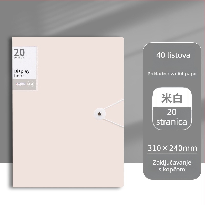 Prozirni plastični registrator s kopčom, 60 stranica, tiskano logo, mogućnost prilagodbe