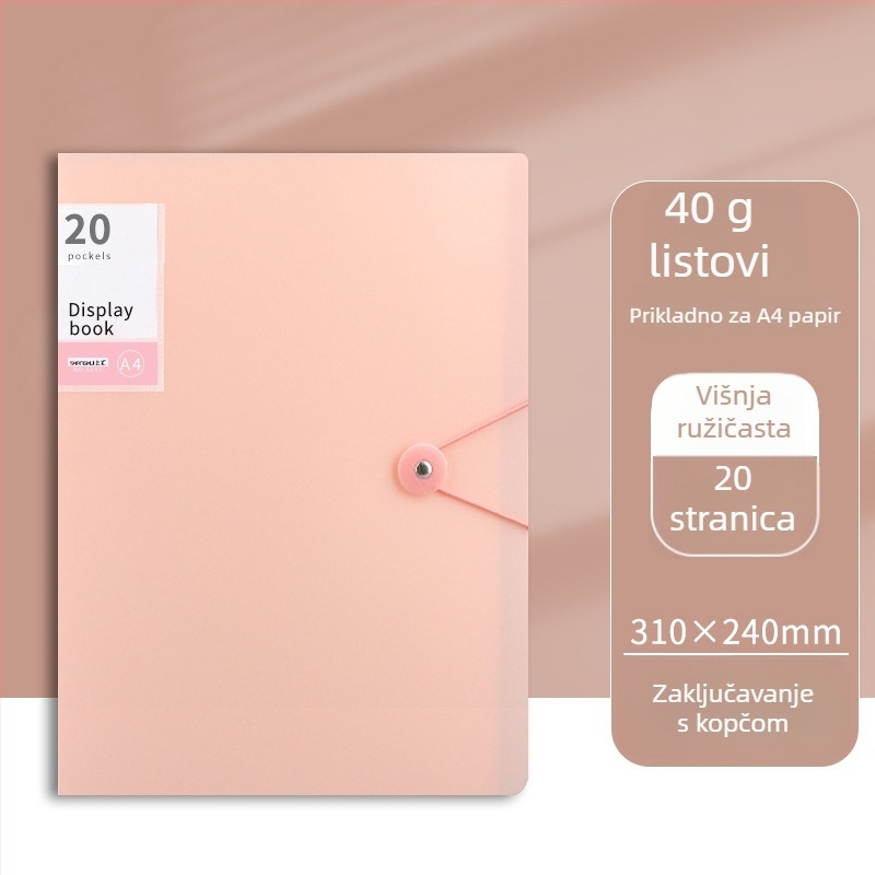 Prozirni plastični registrator s kopčom, 60 stranica, tiskano logo, mogućnost prilagodbe