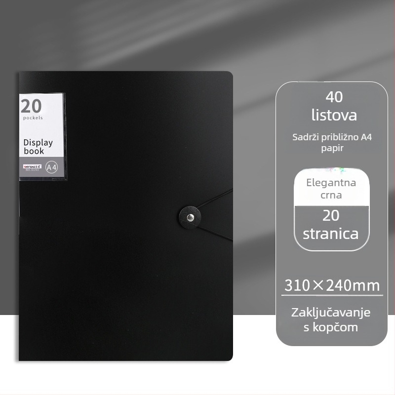 Prozirni plastični registrator s kopčom, 60 stranica, tiskano logo, mogućnost prilagodbe