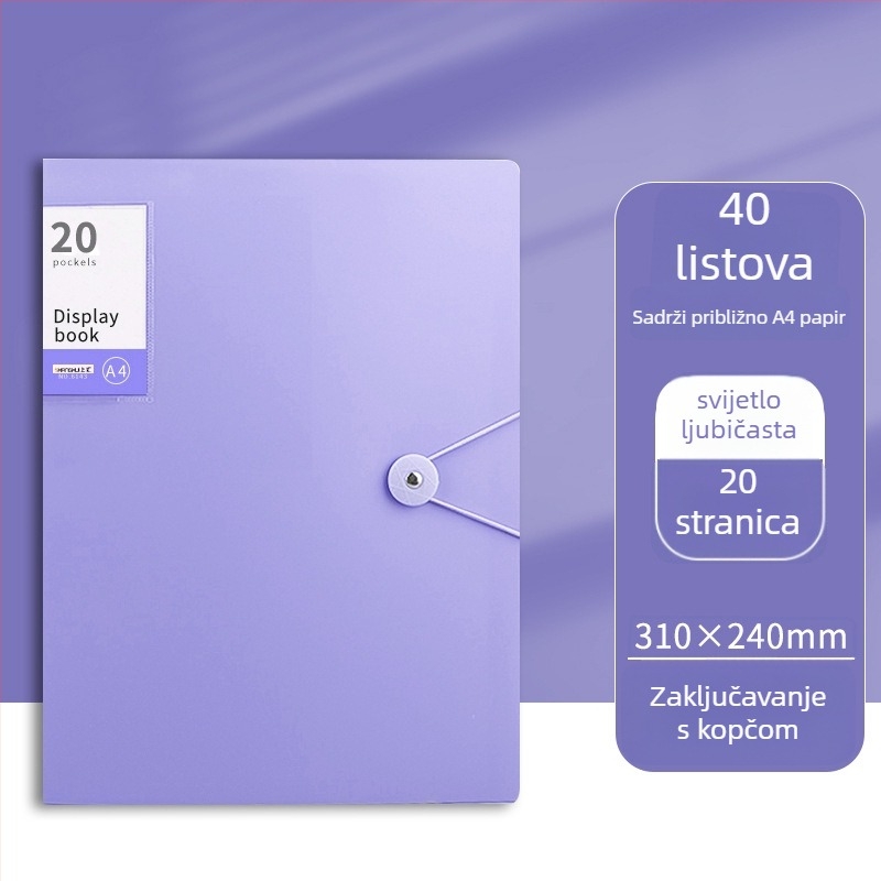 Prozirni plastični registrator s kopčom, 60 stranica, tiskano logo, mogućnost prilagodbe