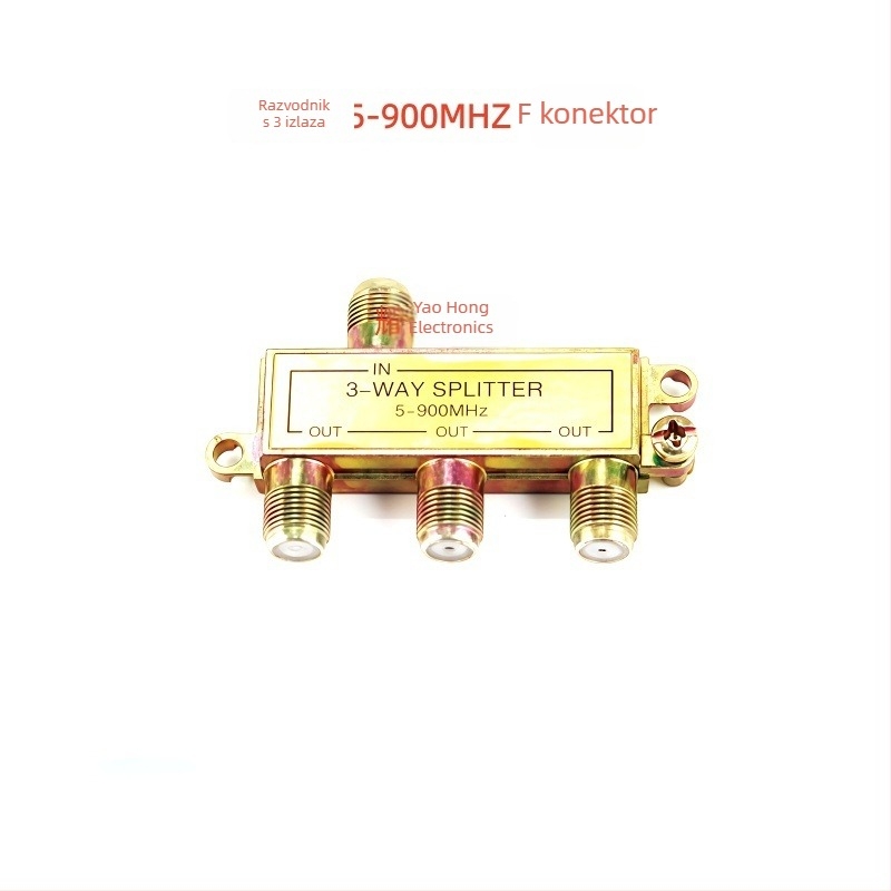 Kablovski TV splitter, 1 ulaz, 3 izlaza, širina pojasa 5–900 MHz, 3-smjerni dizajn