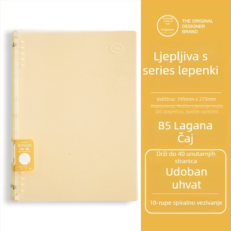 Mapa za listove s odvojivim B5 poklopcem, PVC materijal, model H1023 – lagana bilježnica za studente