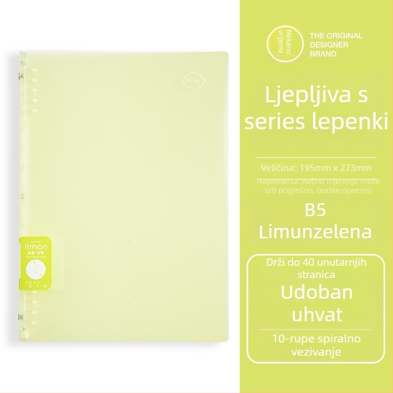 Mapa za listove s odvojivim B5 poklopcem, PVC materijal, model H1023 – lagana bilježnica za studente