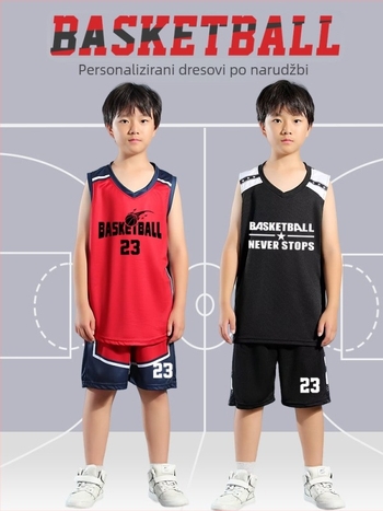 Set košarkaške uniforme – Unisex za odrasle, Bezrukavna majica s V izrezom, Poliester, Brzo sušenje i prozračnost