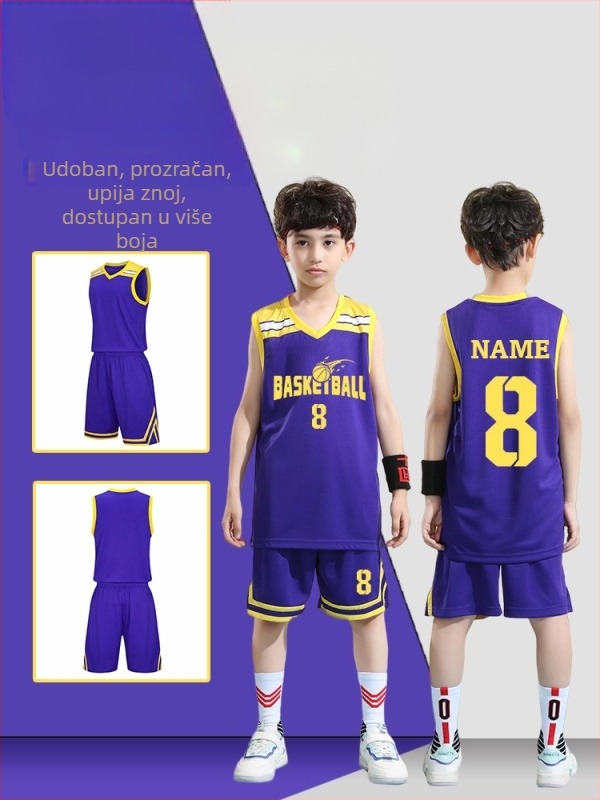 Set košarkaške uniforme – Unisex za odrasle, Bezrukavna majica s V izrezom, Poliester, Brzo sušenje i prozračnost