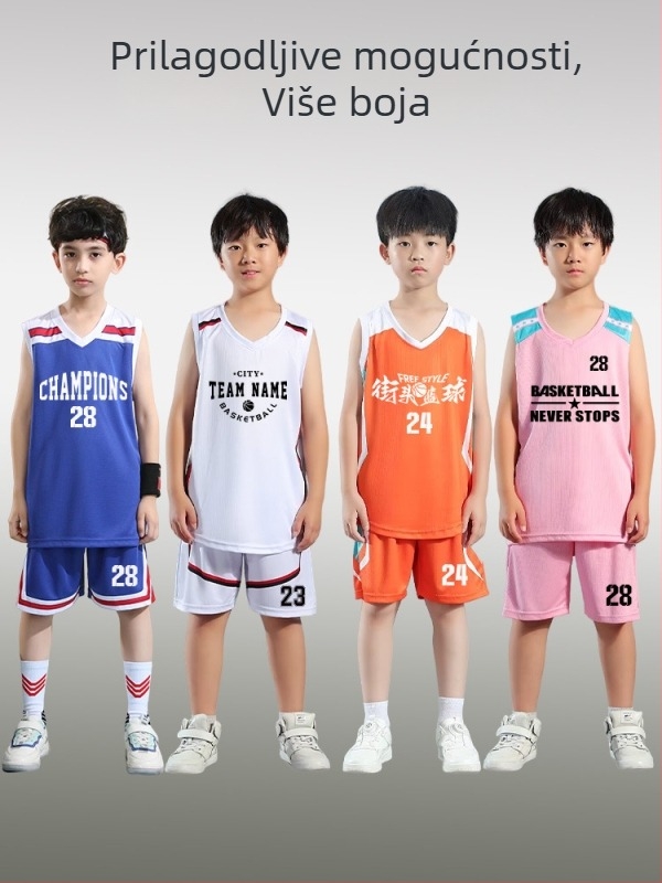 Set košarkaške uniforme – Unisex za odrasle, Bezrukavna majica s V izrezom, Poliester, Brzo sušenje i prozračnost