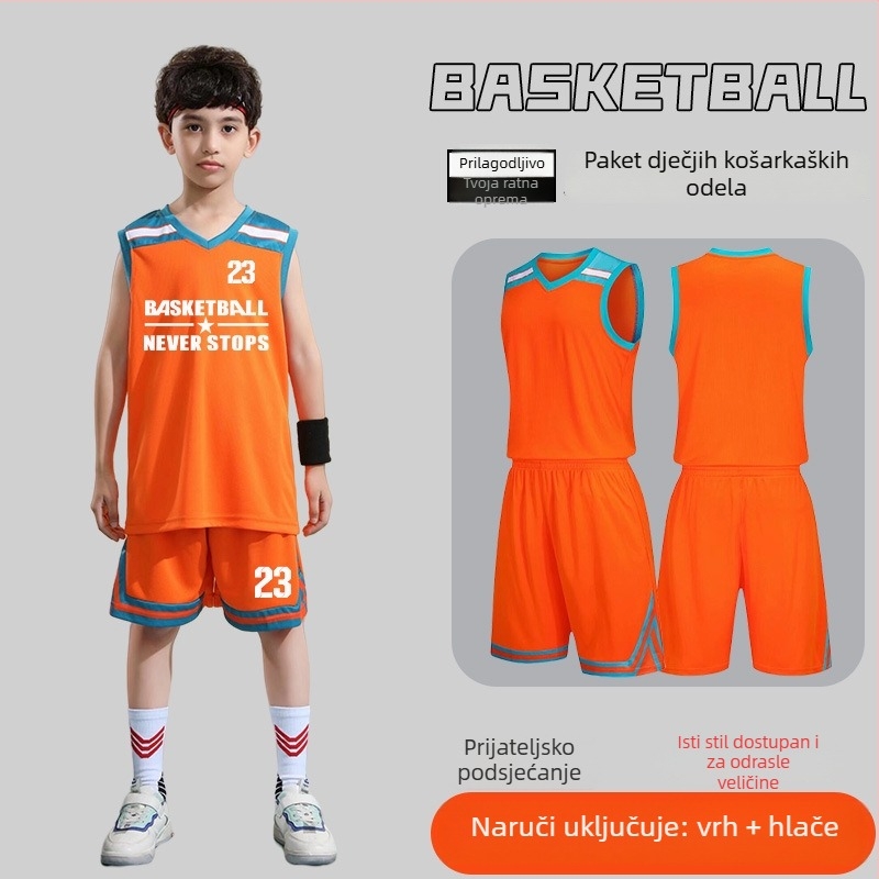 Set košarkaške uniforme – Unisex za odrasle, Bezrukavna majica s V izrezom, Poliester, Brzo sušenje i prozračnost