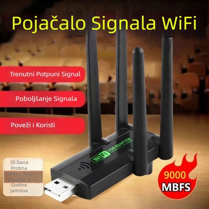 WiFi pojačalo signala i proširivač, dual-band, četiri antene, okrugli oblik