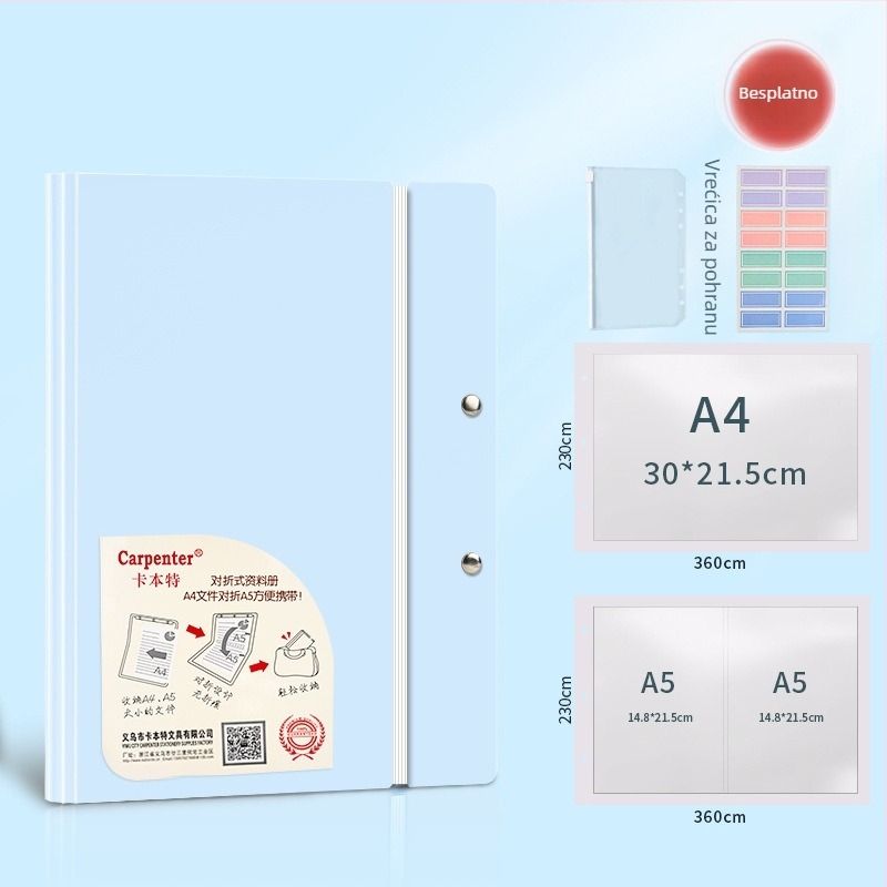 Organizator za trudnoće A5 s preklopnim A4 folderom - plastika, 100 stranica, tisak logotipa, prilagodljivo