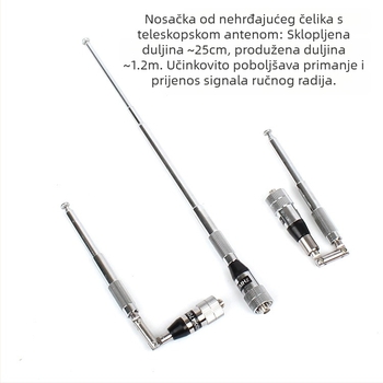 FeiXunteng antena za ručne radio, teleskopska od nehrđajućeg čelika, sklopiva, visoki dobitak, raspon 136-174/400-470 MHz