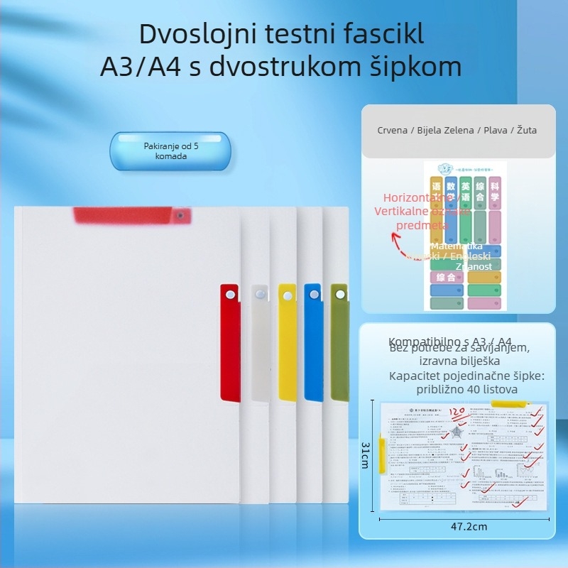 A3 dokument klip, plastika, jednoklip dizajn, stisak 1