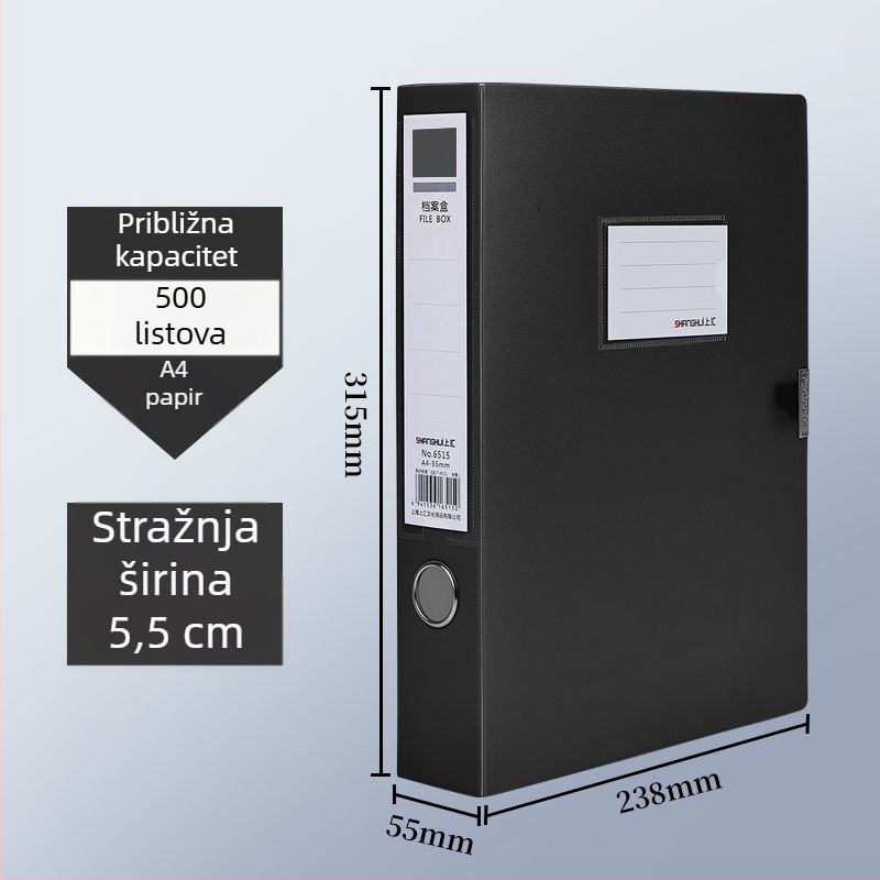 Sklopiva kutija za dokumente A4, PVC materijal, s ispisanim logotipom