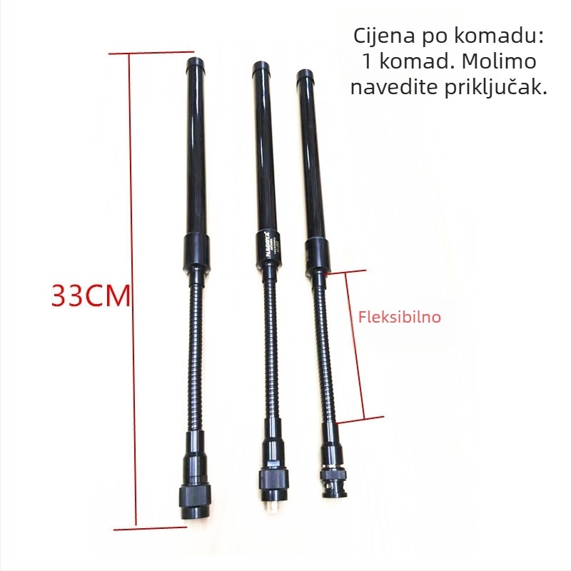 Antena za ručni radio NA-660S – frekvencijski raspon 144/430 MHz, impedancija 50 Ω, domet 1,5–3 km, protiv smetnji