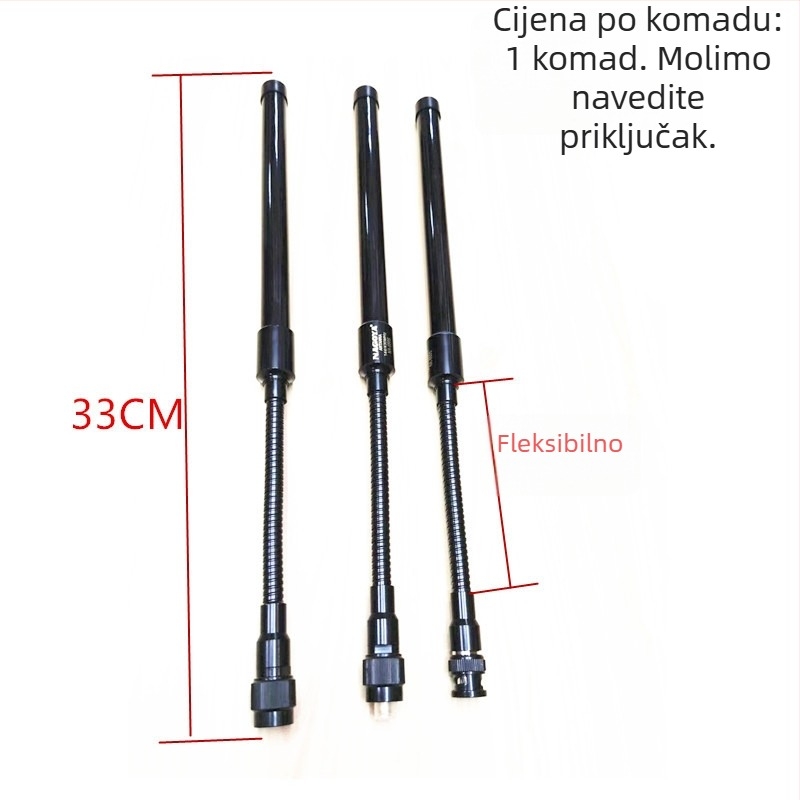 Antena za ručni radio NA-660S – frekvencijski raspon 144/430 MHz, impedancija 50 Ω, domet 1,5–3 km, protiv smetnji
